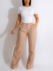 Loookus - High Waist Pockets Pants