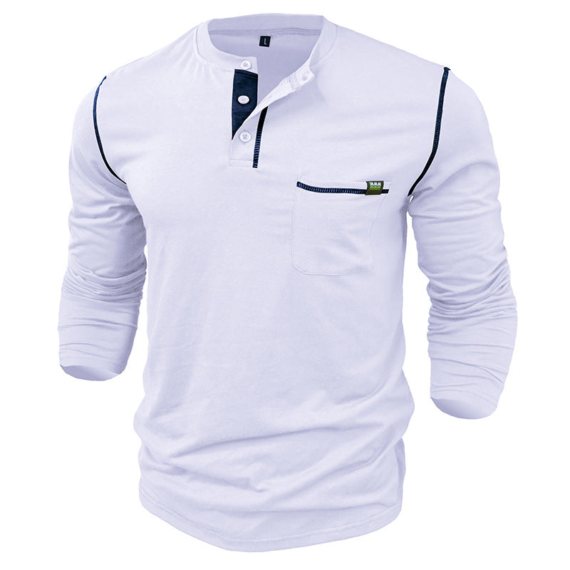 Loookus - 2025 Men's long-Sleeved T-shirt with Color-blocked Henley Design