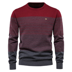 Loookus - New Autumn and Winter Men's Round-Neck Striped Knit Sweater