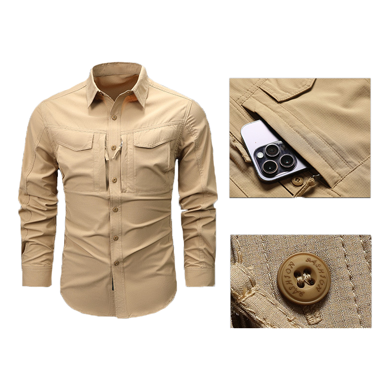 Loookus - Gentleman's Two Pockets Casual and Fashion Basic Nylon Shirt With Breathable Design