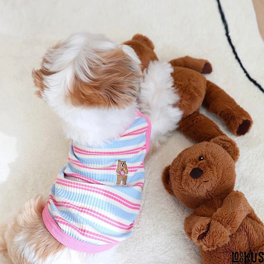 Loookus - Striped bear knit vest for pets, breathable and cute style