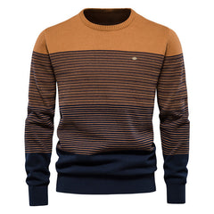 Loookus - New Autumn and Winter Men's Round-Neck Striped Knit Sweater