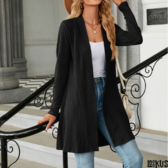 Loookus - Long Sleeve Open-Front Cardigan