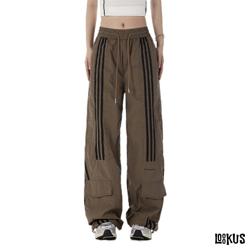 Loookus - Striped Utility Cargo Pants