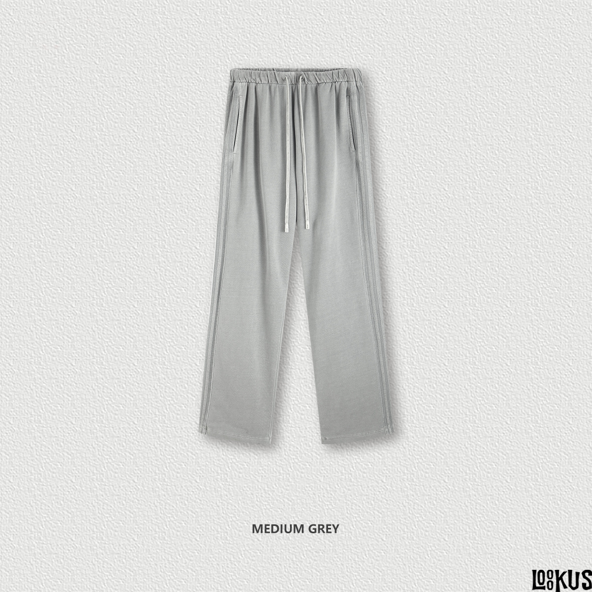 Loookus-Urban Comfort Cotton Pants with Contrasting Fabric and Ribbed Cuffs