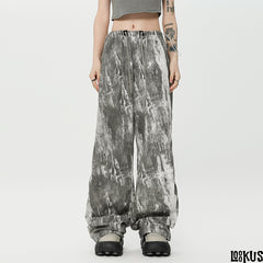 Loookus - Washed Effect Wide-Leg Pants