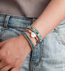 Loookus - Natural Blue Stone British Bracelet Mental Health Stress Relief