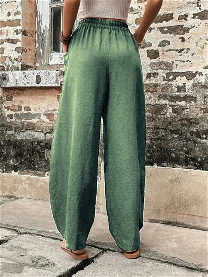 Loookus - Women's Wide Leg Pants Trousers Navy Black Light Green Fashion Casual Daily Side Pockets Full Length Comfort Solid Colored S M L XL 2XL