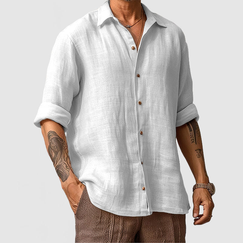 Loookus - Men's Casual Beach Seaside Cotton Linen Shirt