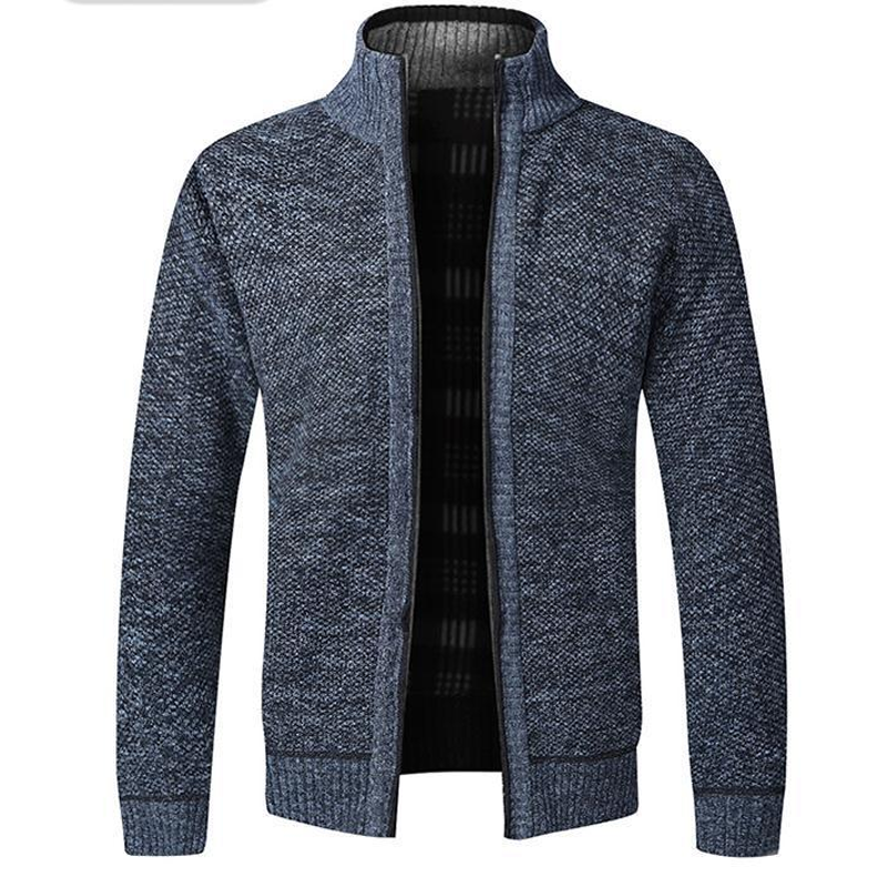 Loookus - Men's autumn and winter stand collar zipper casual cardigan sweater jacket