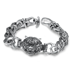 Loookus - 925 Silver retro creative tiger head bracelet