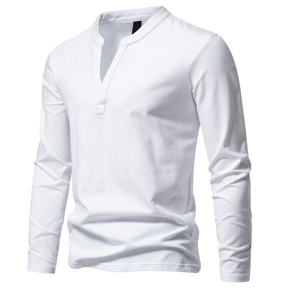 Loookus - Long Sleeve Henley With Deep V Shape