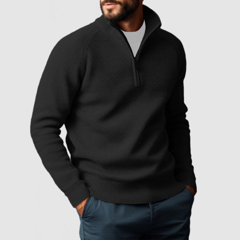 Loookus - Men's Stand Collar Zipper Cashmere Basic Sweater