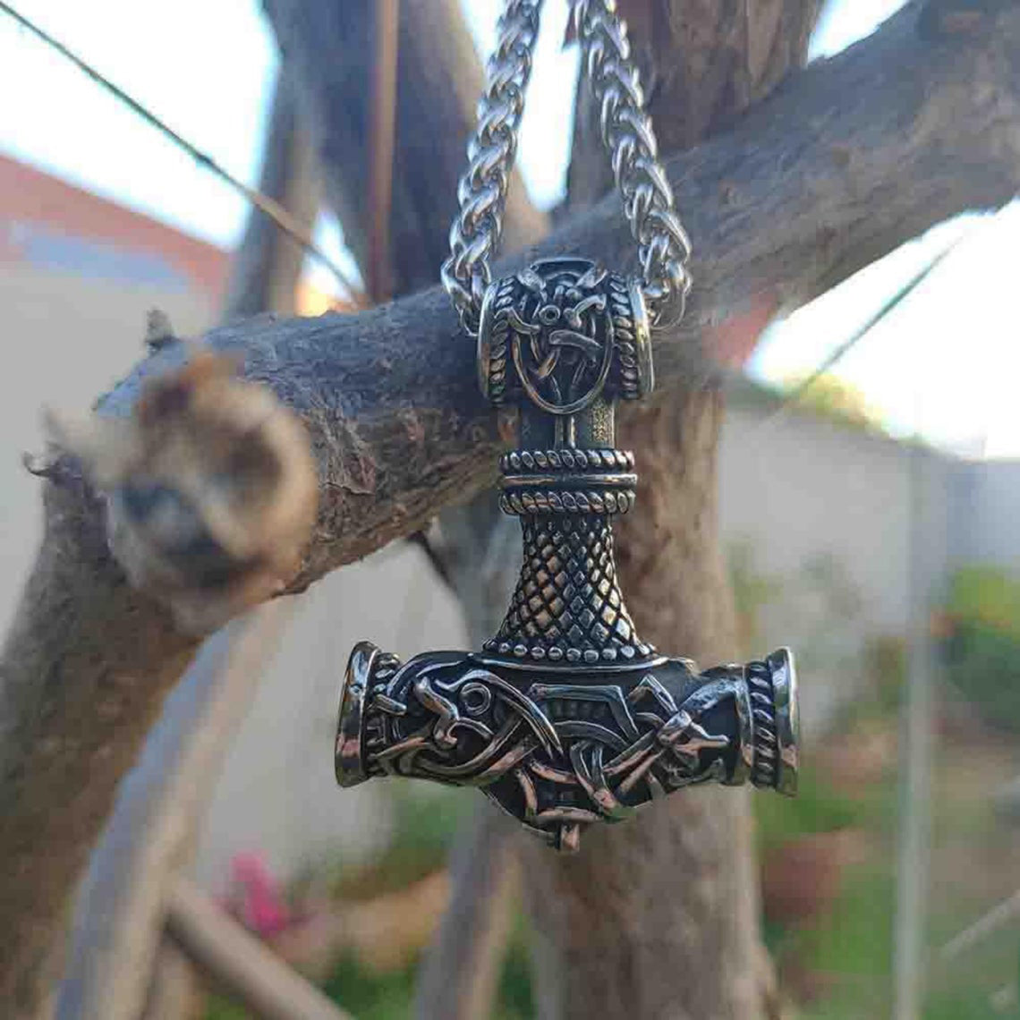 Loookus - Mjolnir Thor's Hammer Viking Necklace