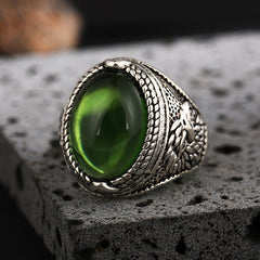 Personalized Retro Oval Sapphire Men'S Open Ring