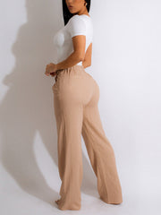 Loookus - High Waist Pockets Pants