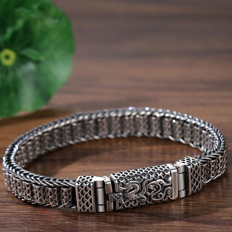 Loookus - 925 Silver Handmade Creative Color Dragon Scale Passepartout Prayer Wheel Bracelet