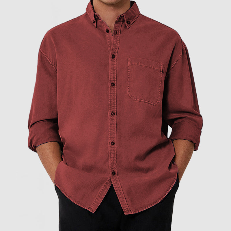 Loookus - Men's Casual Premium Washed Cotton Pocket Shirt