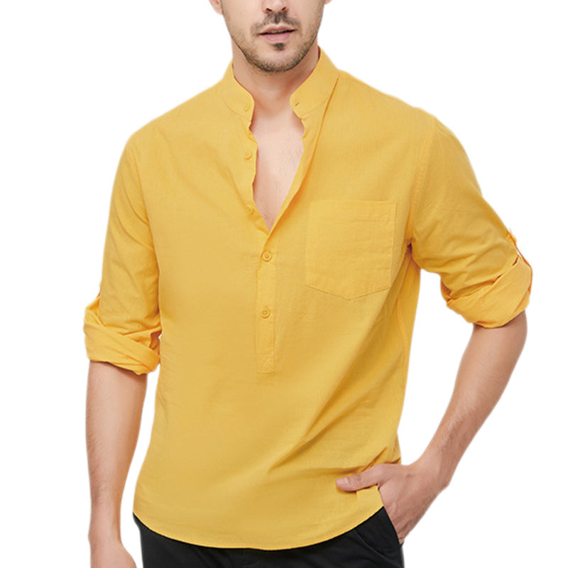 Loookus - Men's Cotton Henley Vacation Shirt