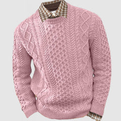 Loookus - Men's Basic Casual Stranded Crew Neck Sweater ( NEW )