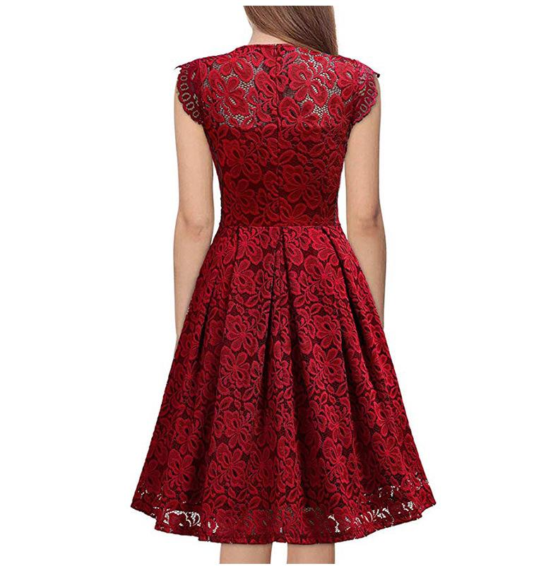 Loookus - Women's Retro Lace V-neck Sleeveless Dress