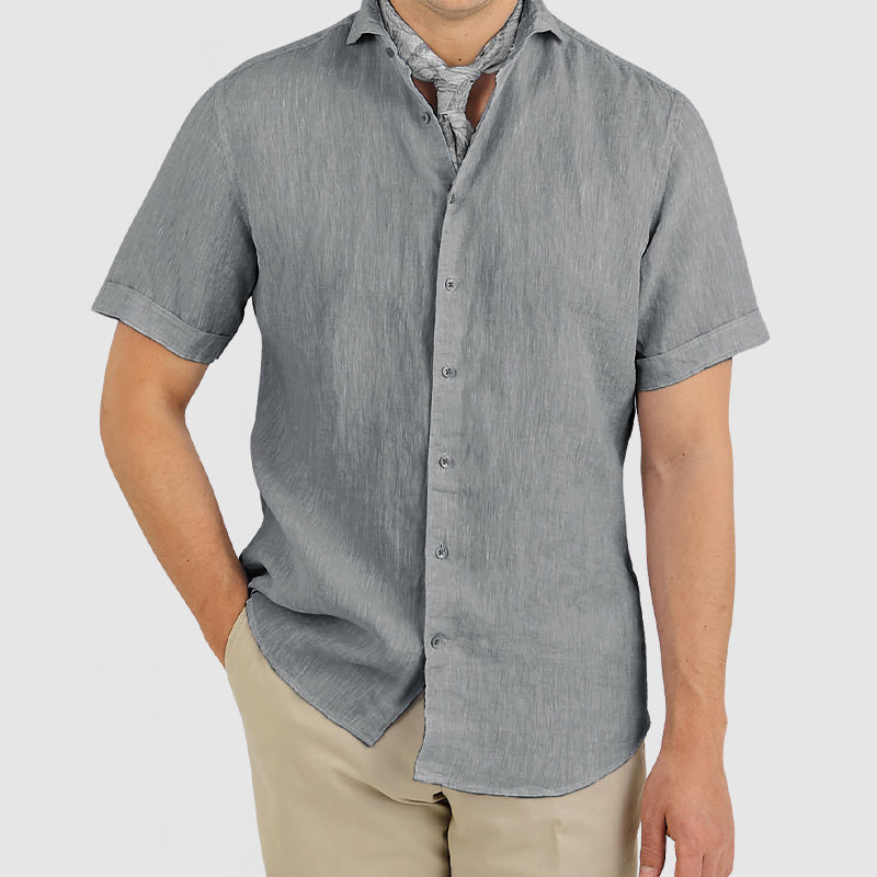 Loookus - Gentleman's Daily Cotton Linen Short Sleeve Shirt