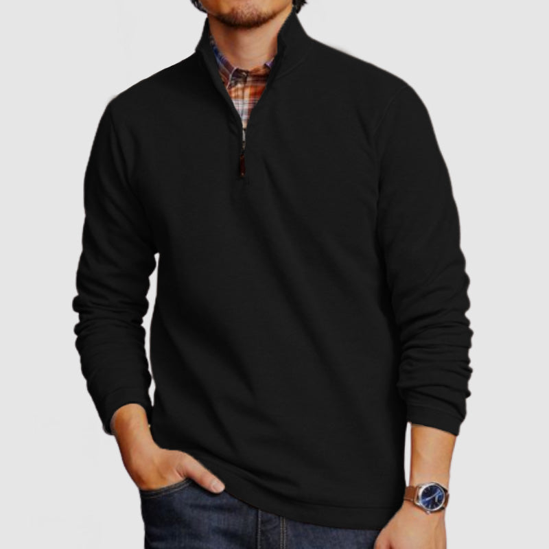 Loookus - Men's Casual Zip Long Sleeve Cashmere Polo Shirt