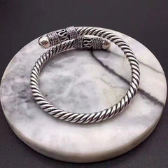 Loookus - 925 Silver Vintage Thread Handwoven Adjustable Open Bracelet