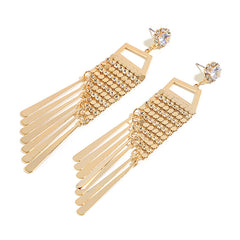 Loookus - Gold Super Fairy Earrings With Tassels And Diamonds