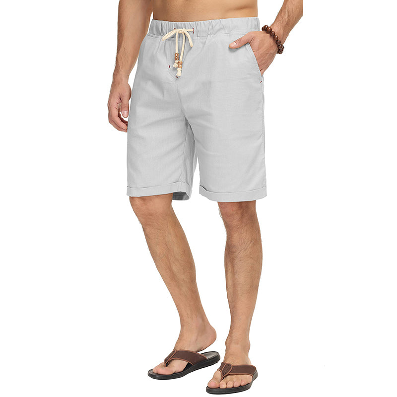 Loookus - Men's Drawstring Linen Beach Shorts