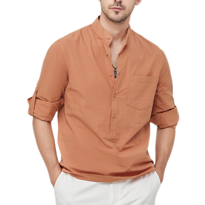 Loookus - Men's Cotton Henley Vacation Shirt