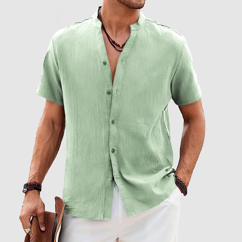 Loookus - Men's Casual Daily Cotton Linen Short Sleeve Shirt