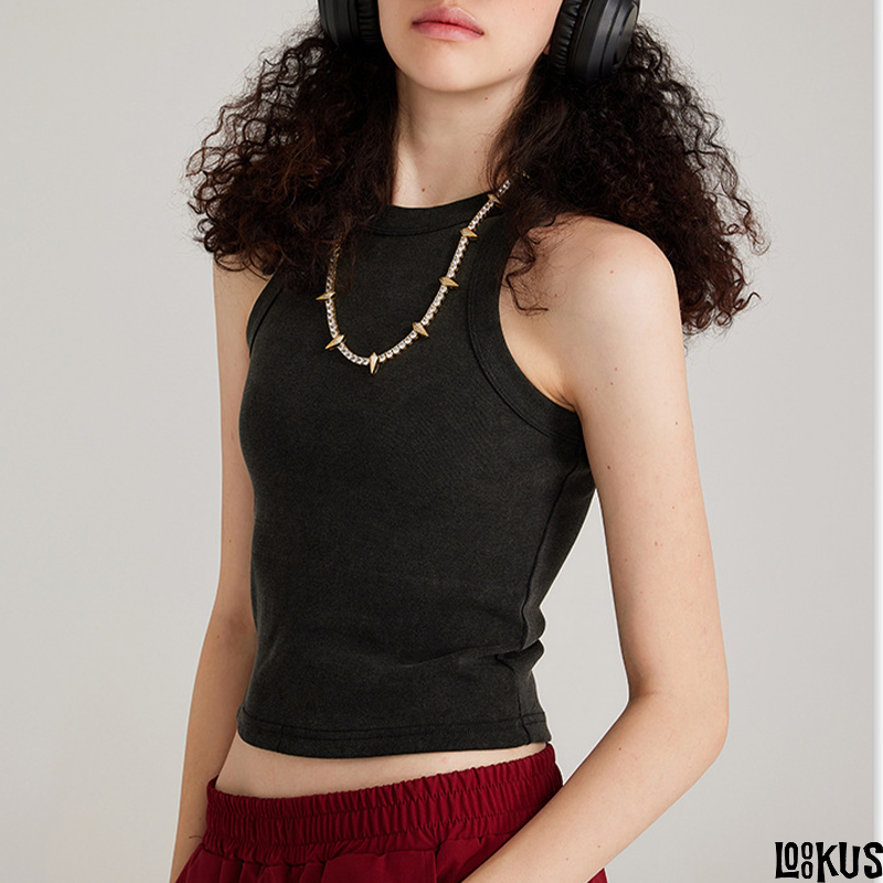 Loookus - Washed Crop Tank Top