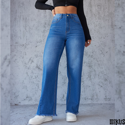 Loookus - Stylish Slim Fit Straight Leg Wide Jeans