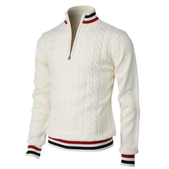 Loookus - Men's British-style Business Casual Color-blocked Zip-up High-neck Knitted Shirt