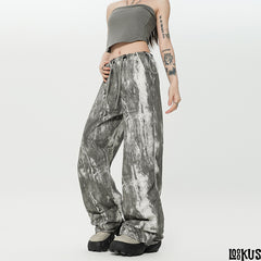 Loookus - Washed Effect Wide-Leg Pants