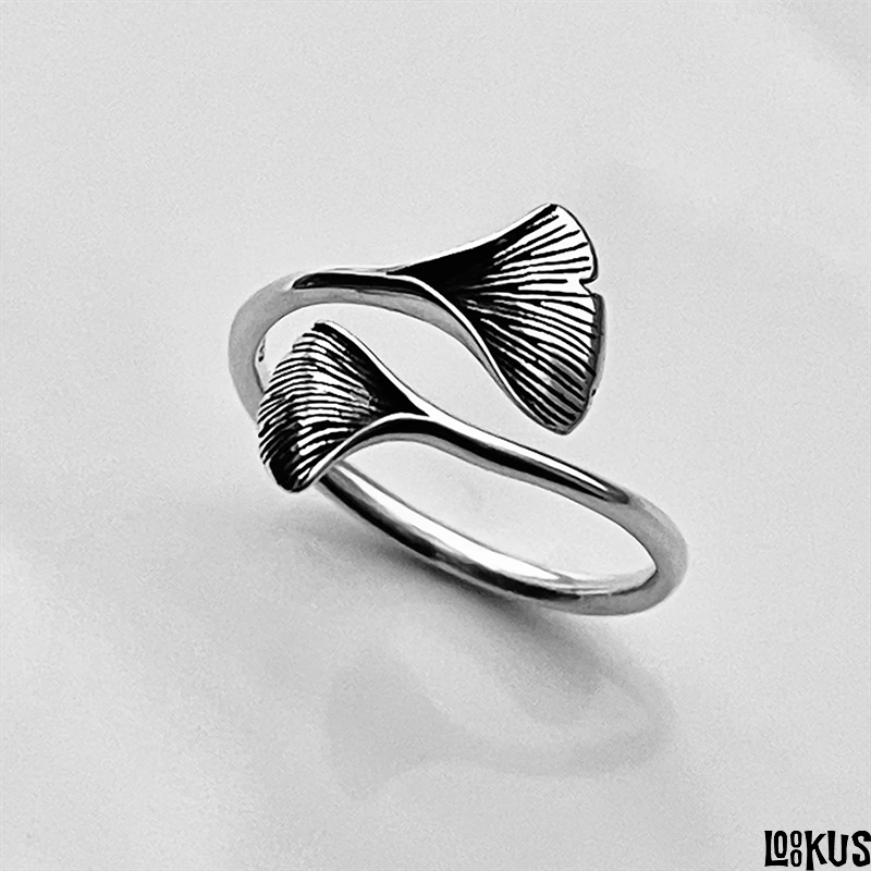 Loookus - Vintage Ginkgo Leaf Adjustable Ring