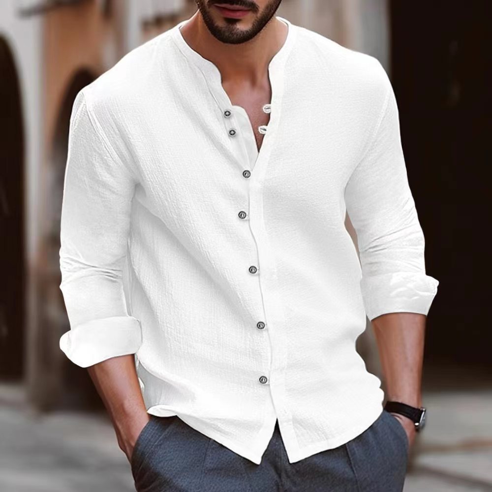 Loookus - Gentleman Simple Temperament Cotton Linen Shirts