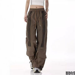 Loookus - Striped Utility Cargo Pants