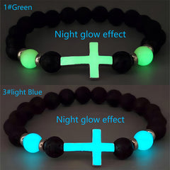 LoookUS - Lava Stone Glow-in-the-Dark Cross Bracelet