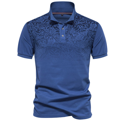 LOOOKUS - Men's Printed Casual and Comfortable Cotton Short Sleeve Polo-Neck Shirt