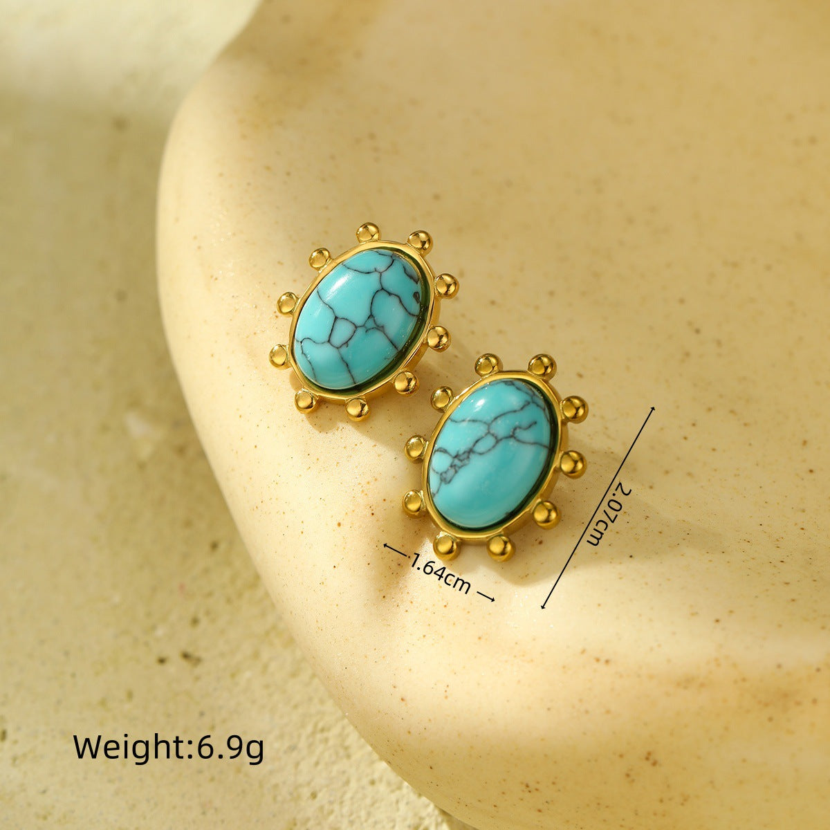 Loookus - Turquoise Titanium Steel Earrings