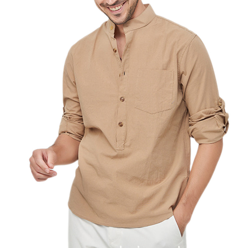 Loookus - Men's Cotton Henley Vacation Shirt