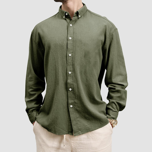 Loookus - Men's Basic Casual Cotton Linen Shirt