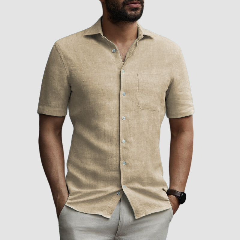 Loookus - Men's Casual Comfortable Cotton Linen Pocket Shirt