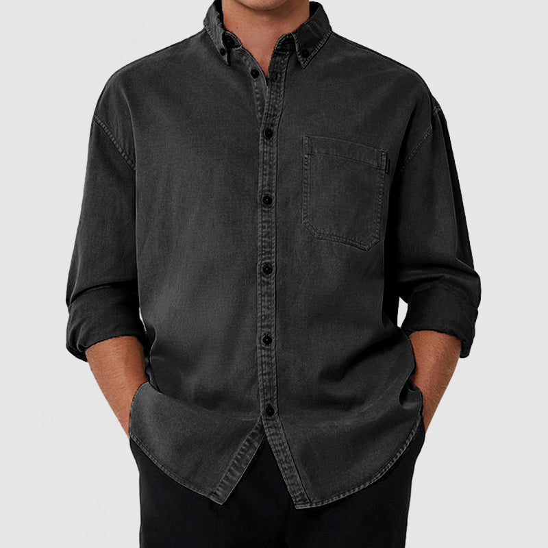 Loookus - Men's Casual Premium Washed Cotton Pocket Shirt