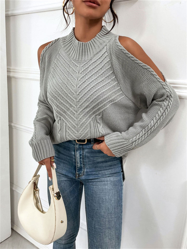 Loookus - Loose Off-the-shoulder Solid Color Casual Sweater