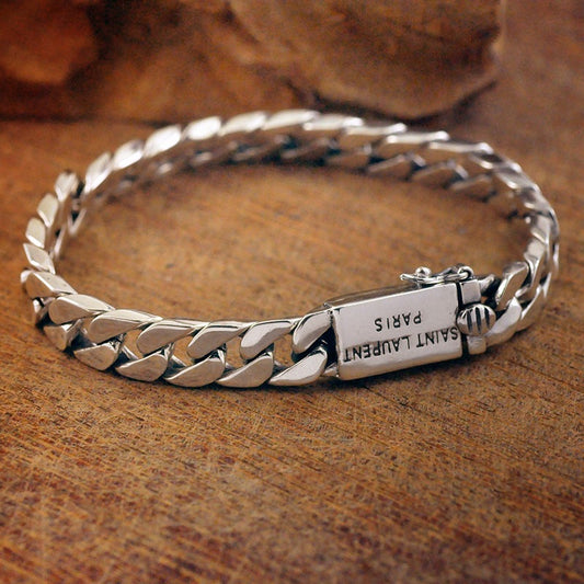 Loookus - 925 Silver Braided Cuban Pin Coupler Whip Bracelet