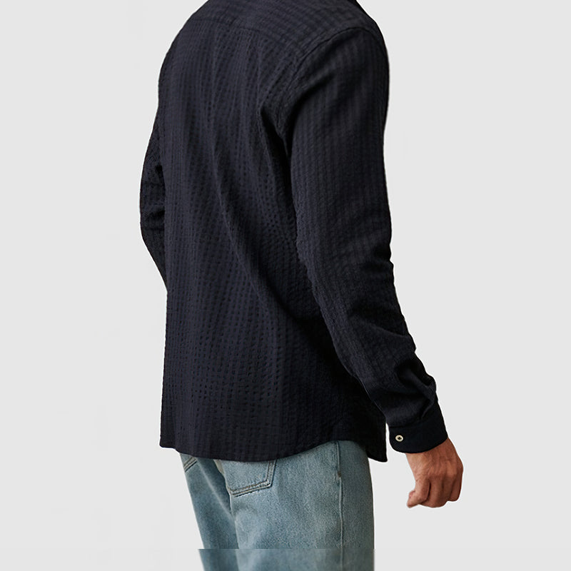 Loookus - Men's Casual Basic Textured Cotton Shirt