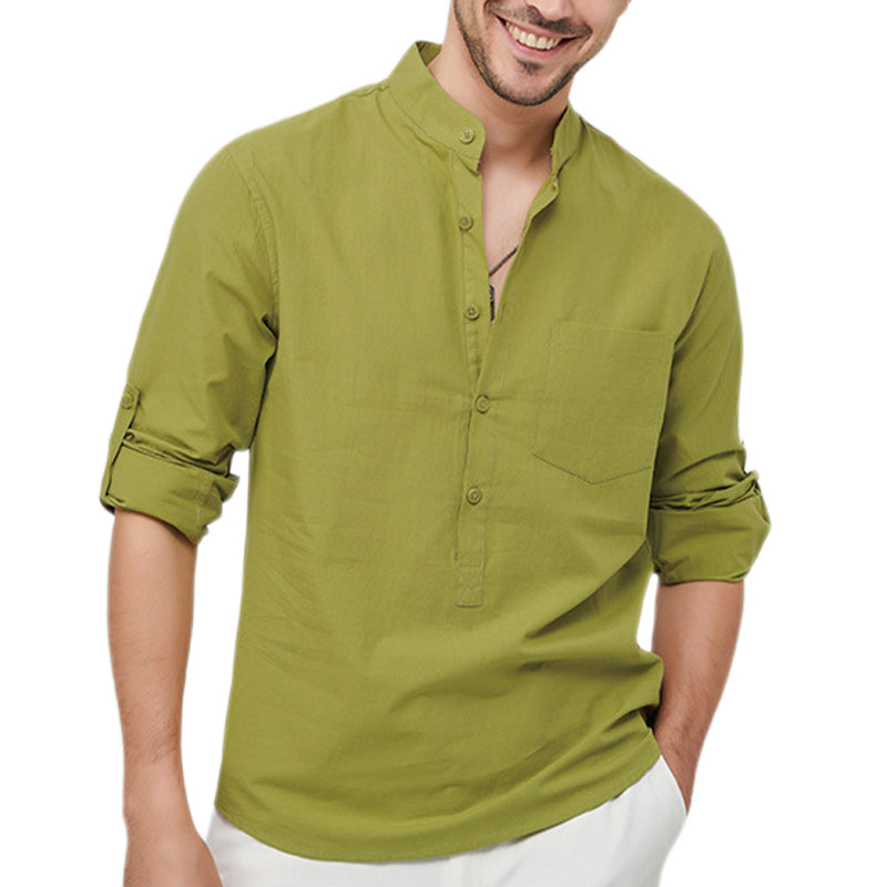 Loookus - Men's Cotton Henley Vacation Shirt